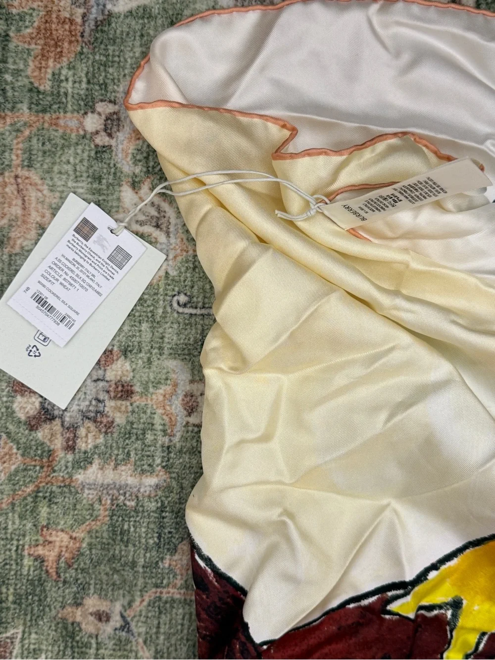Burberry Multicolor Silk Scarf with Rooster 100% silk made in Italy